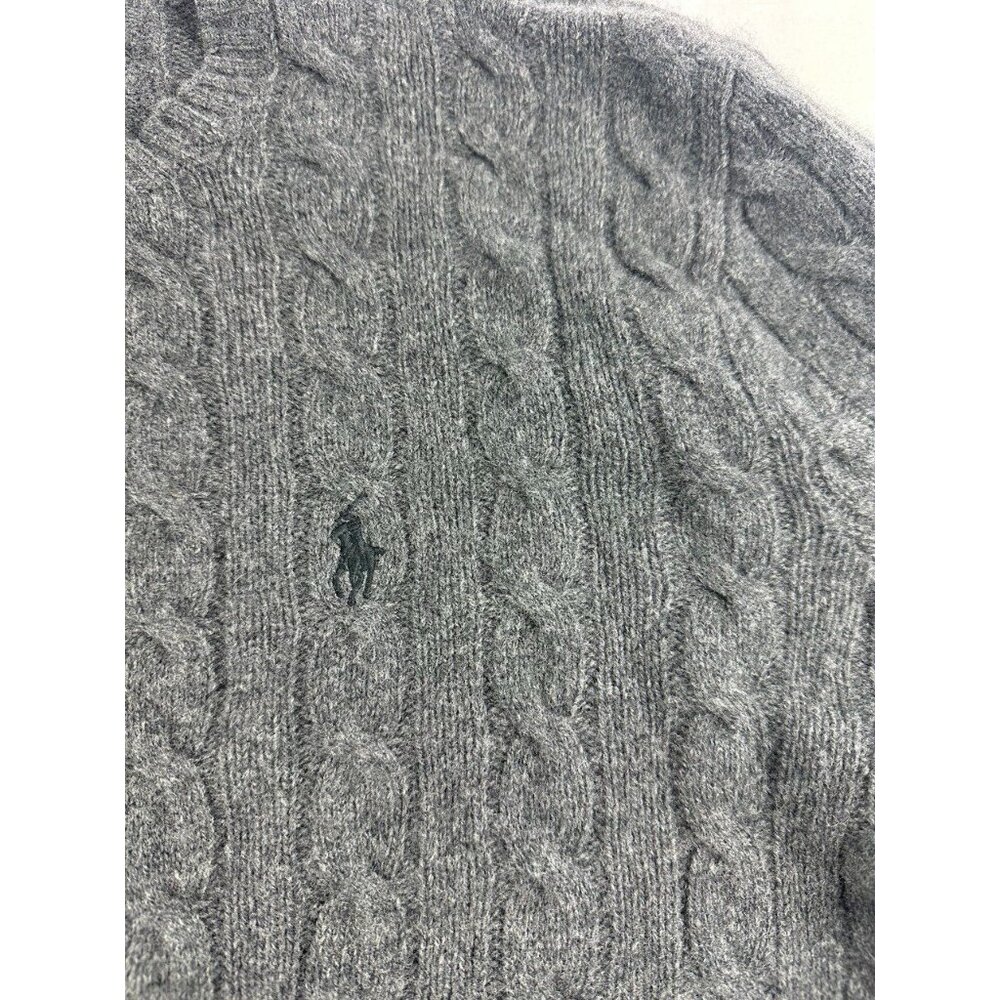 POLO RALPH LAUREN Mens Gray 100% Cashmere Cable Knit Crewneck Sweater sz.L - Picture 3 of 7